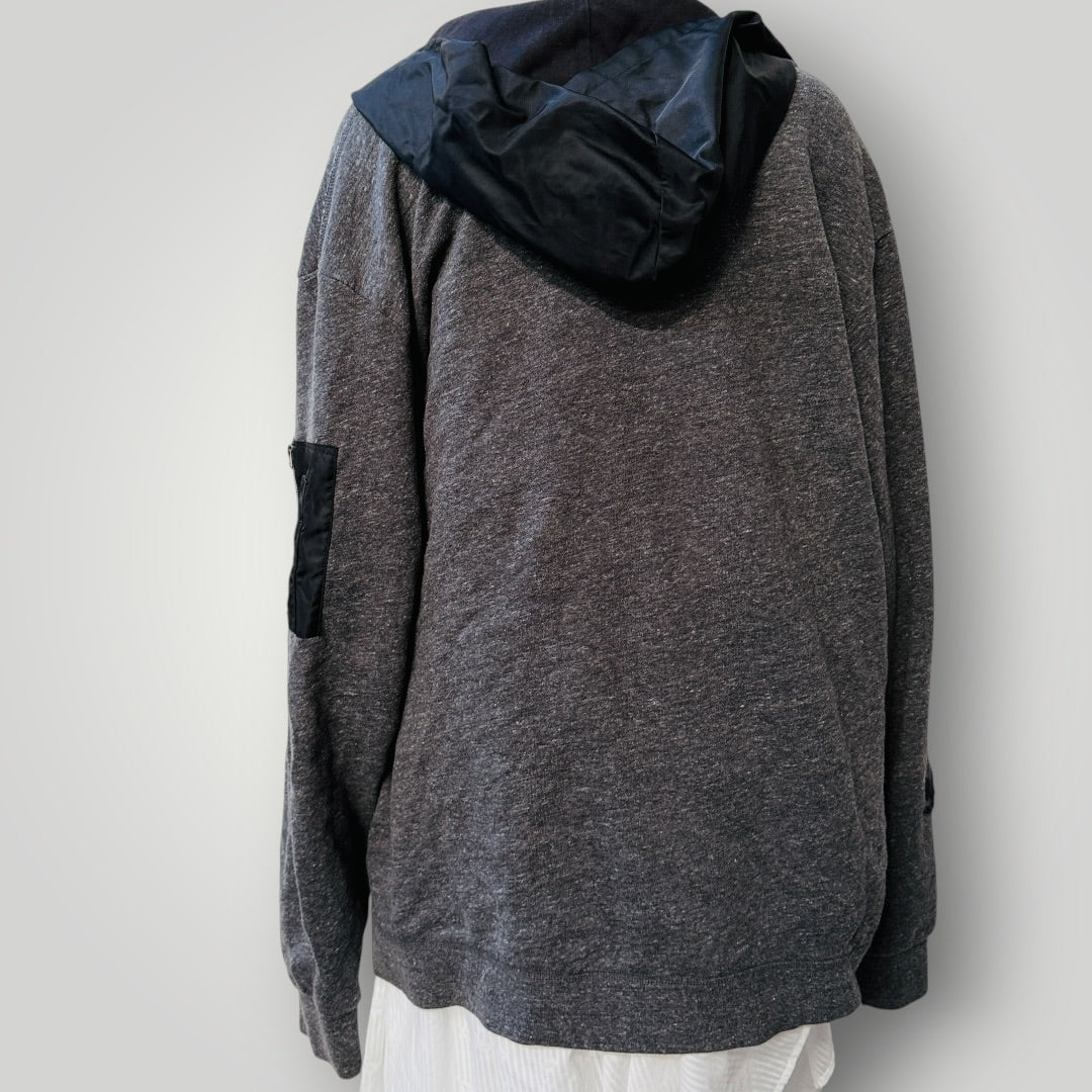 G STAR / grey hooded zip up sweatshirt / XL (3921321536180991303)