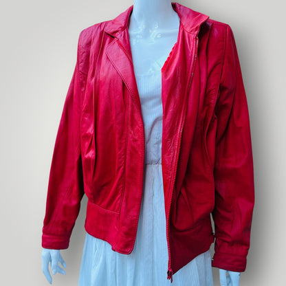 1990s vintage / KNIGHTS TAILORS / red leather bomber jacket / m (3921321545136288053)