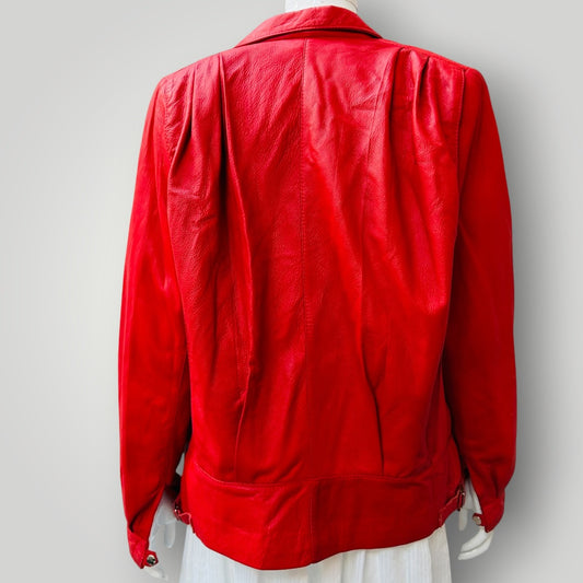 1990s vintage / KNIGHTS TAILORS / red leather bomber jacket / m (3921321546684769332)