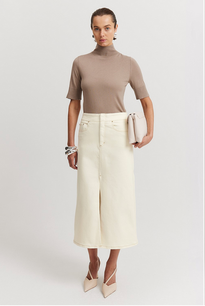 COUNTRY ROAD / a line denim midi skirt / cream / 14 (3921391066423429482)