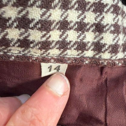 1960s vintage / herringbone / wool / a line skirt / s (3921408265169485600)