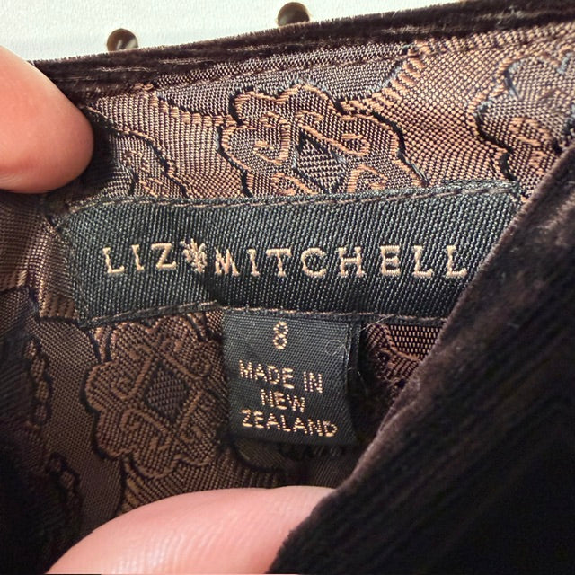 LIZ MITCHELL / brown velvet pants / s / made in nz (3921408323283735469)