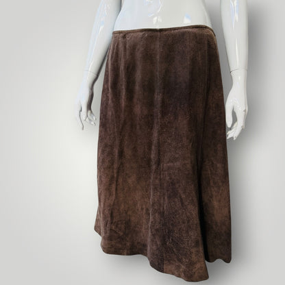 1970s nz vintage / WAPITI DEERSKIN / suede / a line skirt / m (3921408458867511383)
