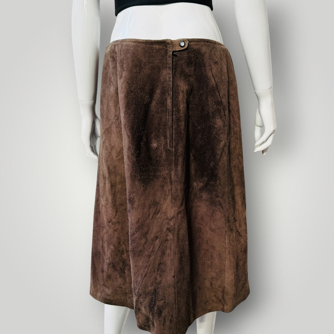 1970s nz vintage / WAPITI DEERSKIN / suede / a line skirt / m (3921408460678133830)