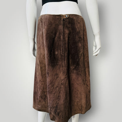 1970s nz vintage / WAPITI DEERSKIN / suede / a line skirt / m (3921408460678133830)