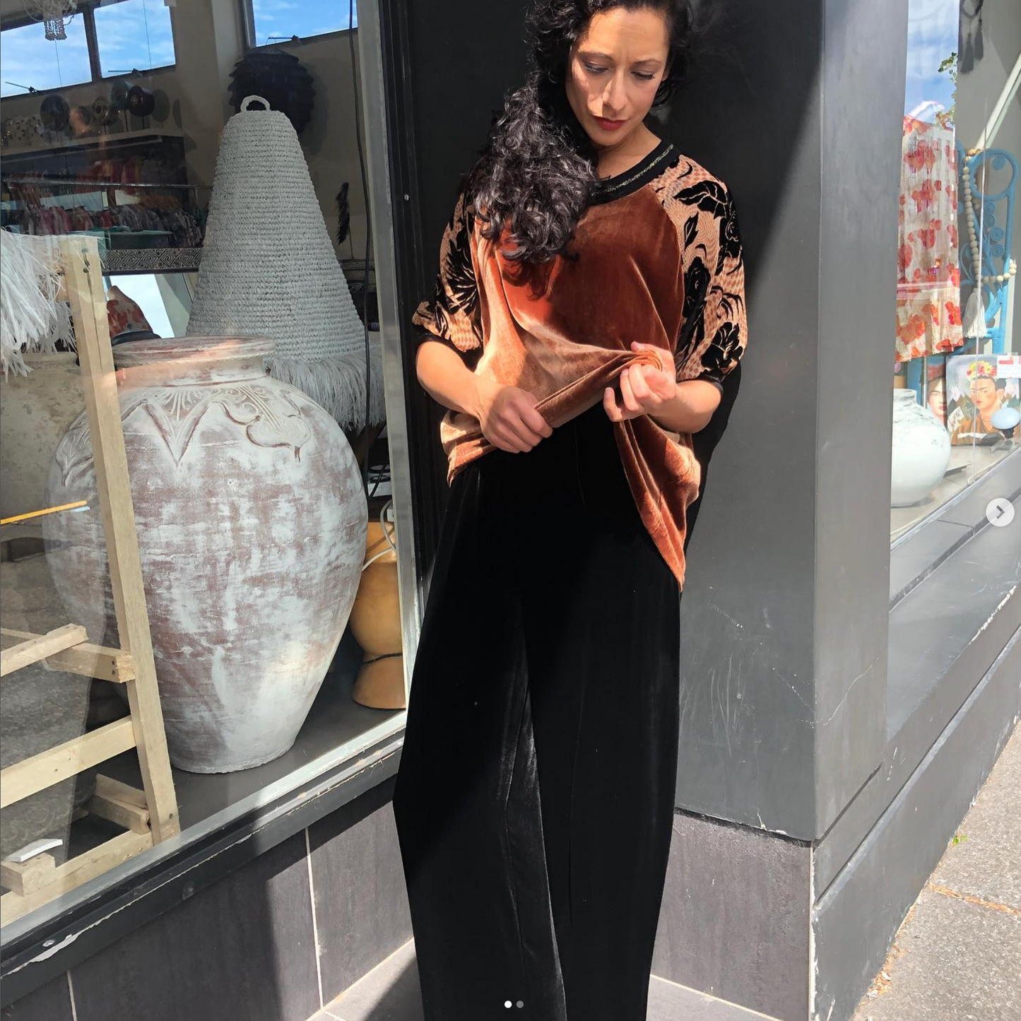 LIZ MITCHELL / brown velvet pants / s / made in nz (3921477192396955800)