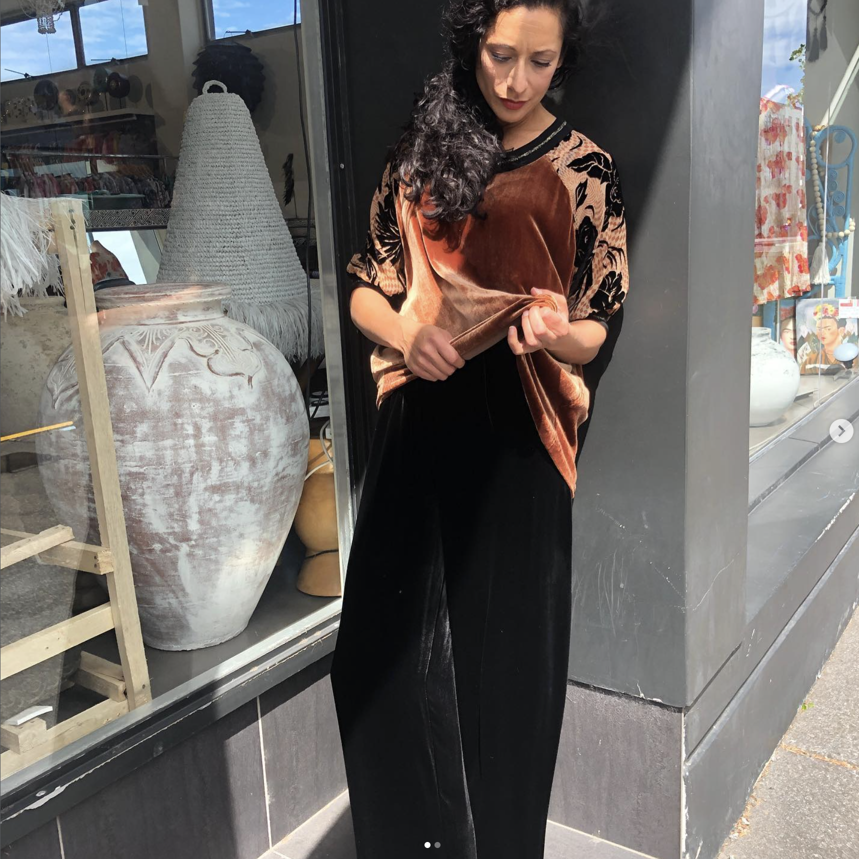 LIZ MITCHELL / brown velvet pants / s / made in nz (3921477192396955800)