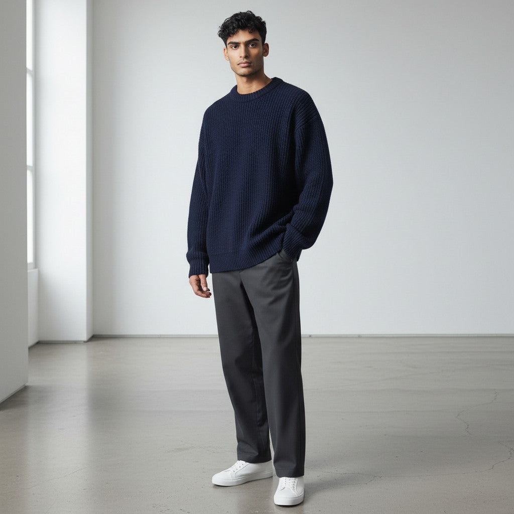 1980s nz vintage / KAIRANGA / blue ribbed wool jumper / L/XL (3921927168018102237)