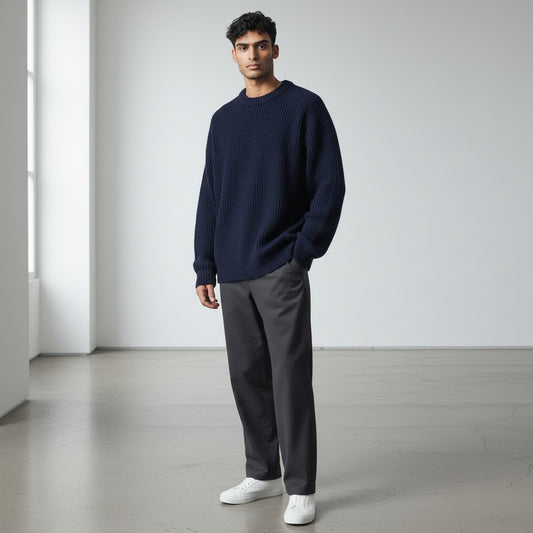 1980s nz vintage / KAIRANGA / blue ribbed wool jumper / L/XL (3921927168018102237)