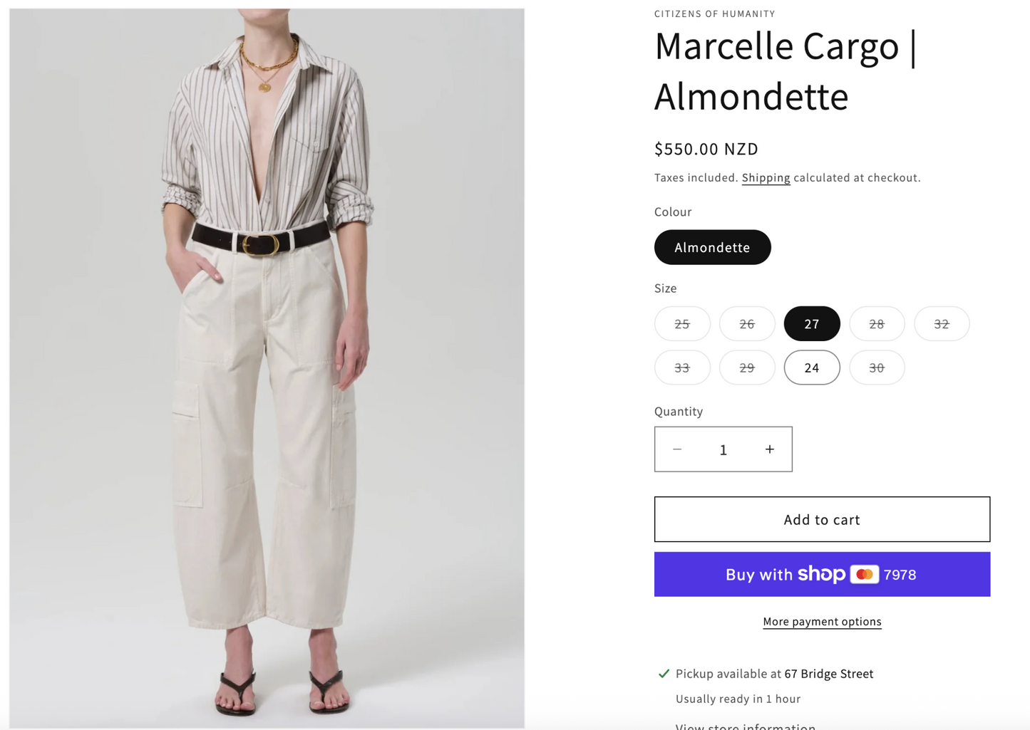 CITIZENS OF HUMANITY / marcelle cargo pants / white / 26 (3921931767466942858)