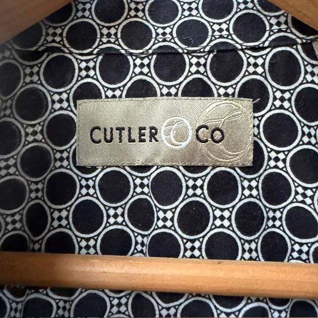 CUTLER + CO / geometric patterned short sleeved cotton shirt / S (3922007615618225746)