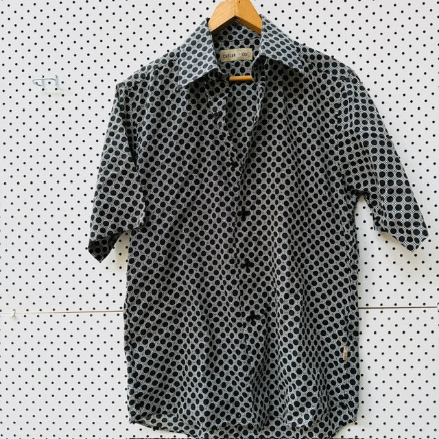 CUTLER + CO / geometric patterned short sleeved cotton shirt / S (3922007617911703469)