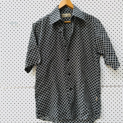 CUTLER + CO / geometric patterned short sleeved cotton shirt / S (3922007617911703469)