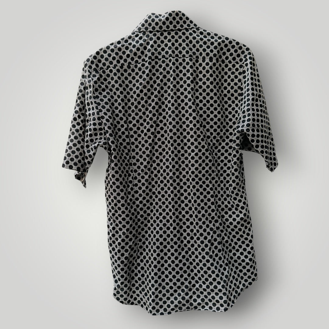 CUTLER + CO / geometric patterned short sleeved cotton shirt / S (3922008004044604804)