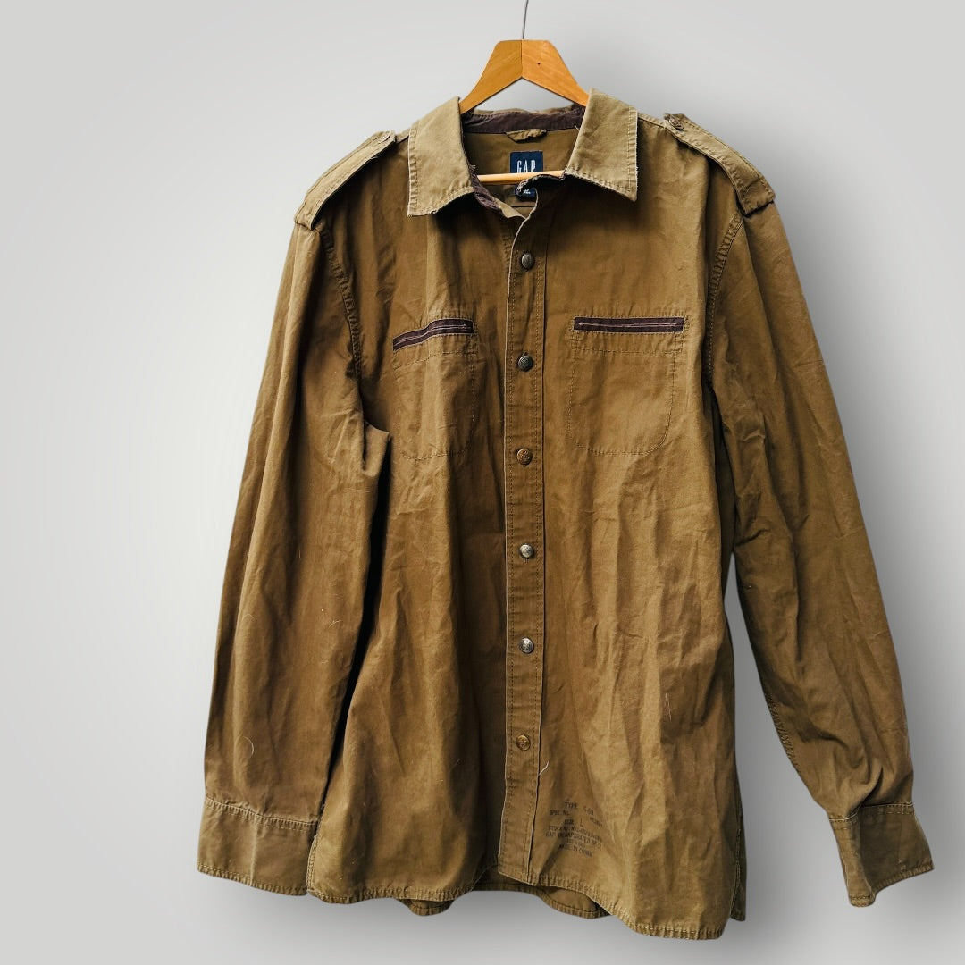 GAP / cotton cavas military style utility shirt / L (3922008006310353680)