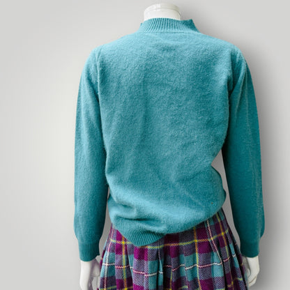 100% cashmere / blue high necked jumper / s (3922094256314756841)