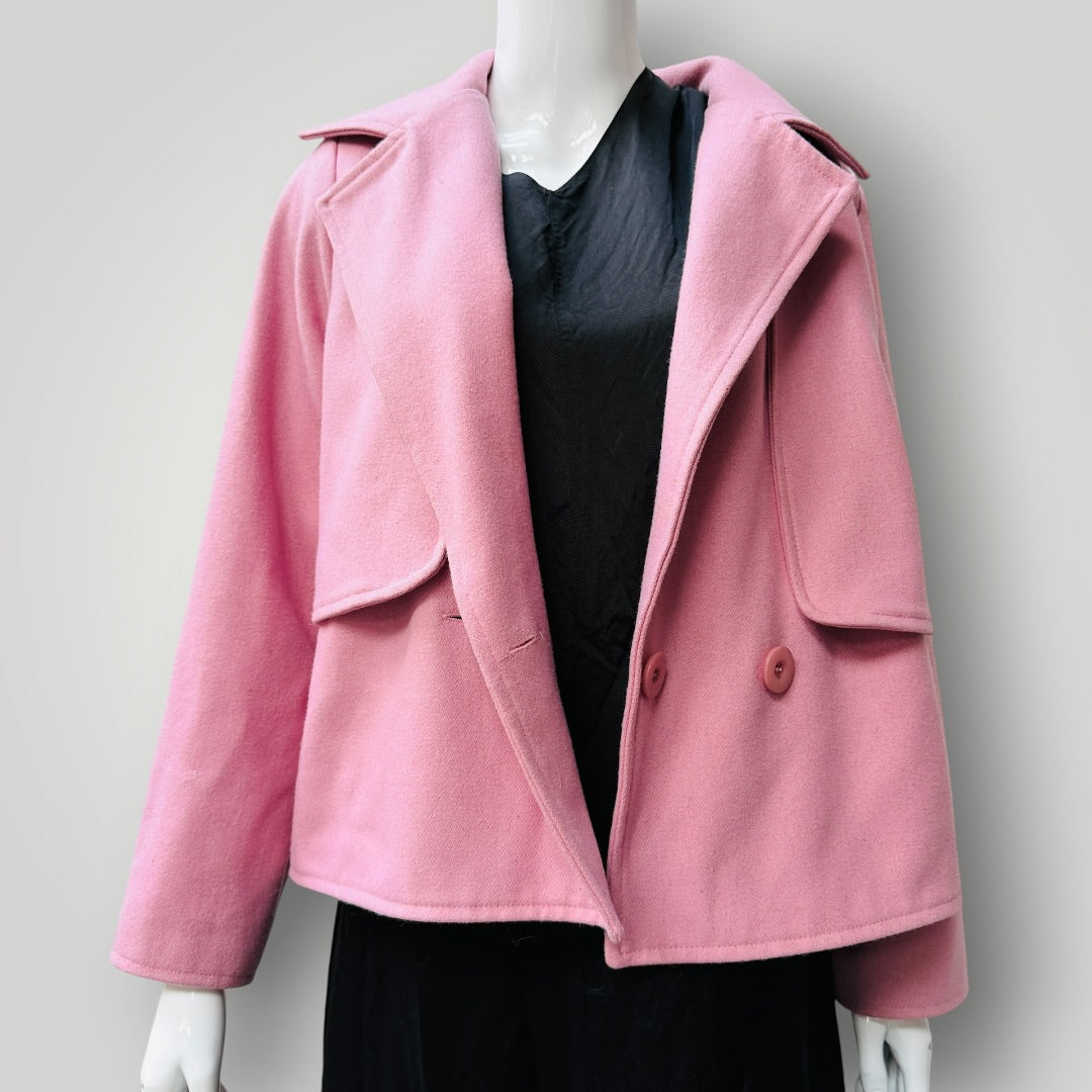 KILT / double breasted / pink wool jacket / 12 / made in nz (3922167256202632165)