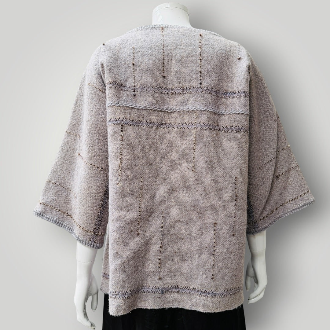 hand woven / lilac wool kimono jacket / m (3922167261590337551)