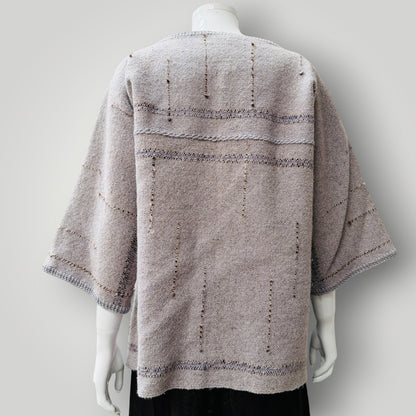 hand woven / lilac wool kimono jacket / m (3922167261590337551)