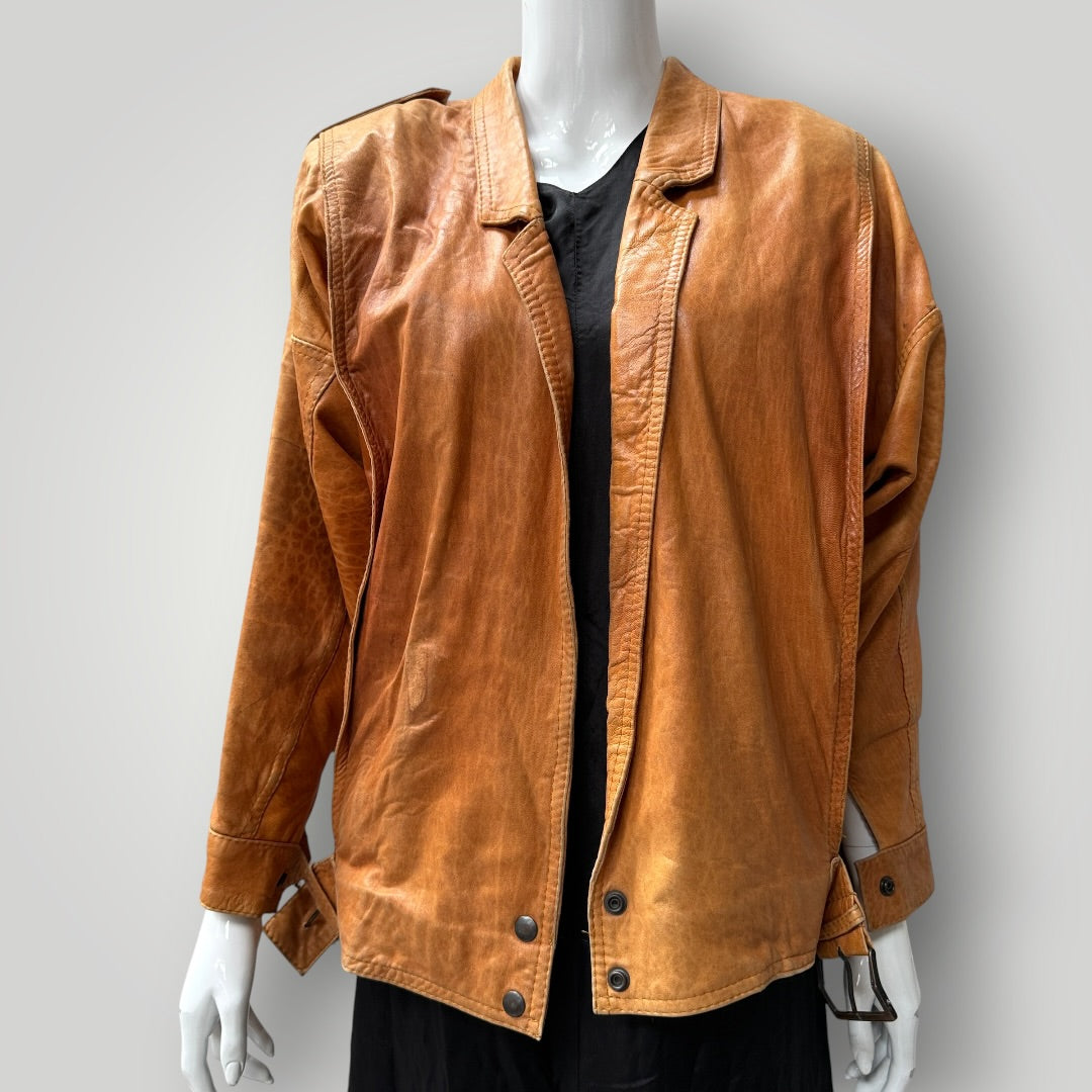 1980s NZ vintage / Grant Finch / brown leather bomber | Made in NZ / s/m (3922167272662658381)