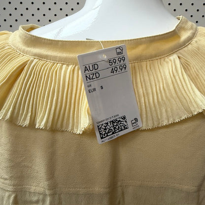 H&M / ruffled tunic / butter yellow / s / new with tags (3922255743049011612)