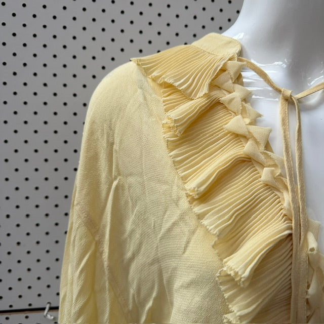 H&M / ruffled tunic / butter yellow / s / new with tags (3922255744758104142)