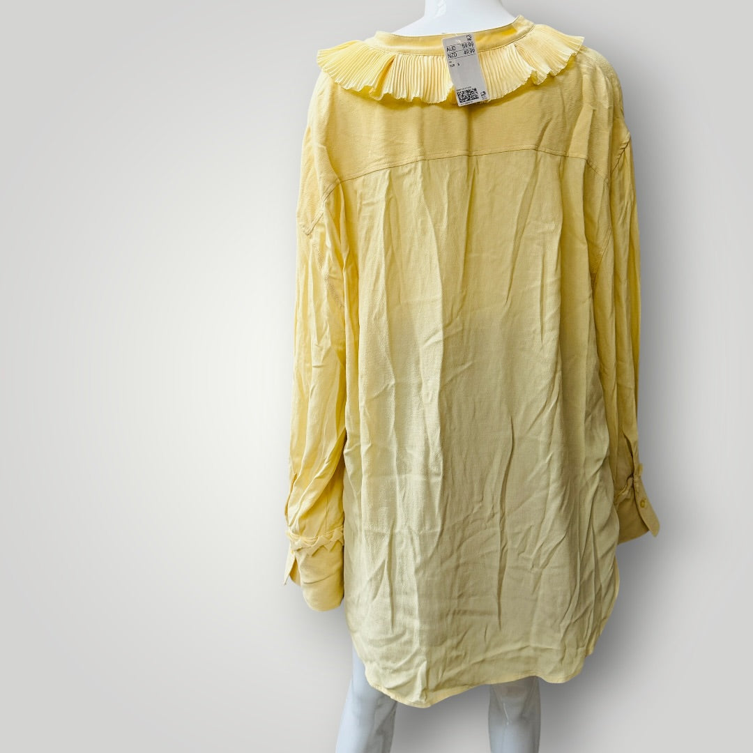 H&M / ruffled tunic / butter yellow / s / new with tags (3922255915991162218)