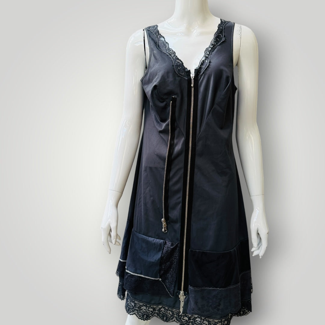1990s nz vintage / NOM*D / recycled dyed petticoat dress / s (3922255917503239148)