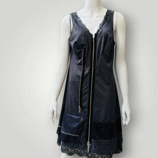 1990s nz vintage / NOM*D / recycled dyed petticoat dress / s (3922255917503239148)