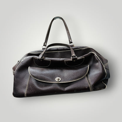 1960s vintage / leather / overnight bag (3922255946618699657)