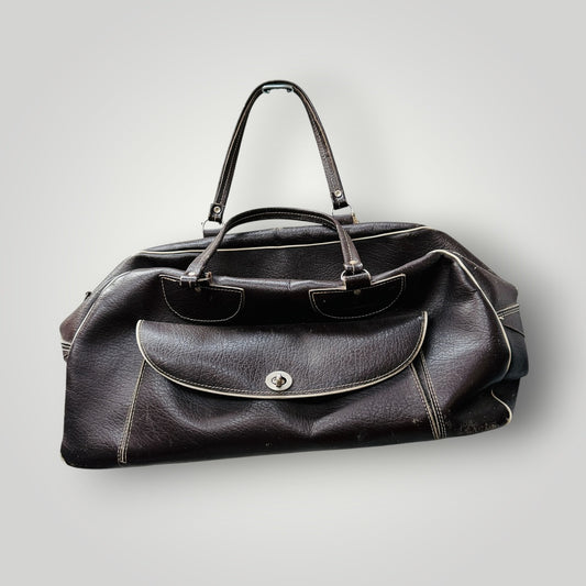 1960s vintage / leather / overnight bag (3922255946618699657)