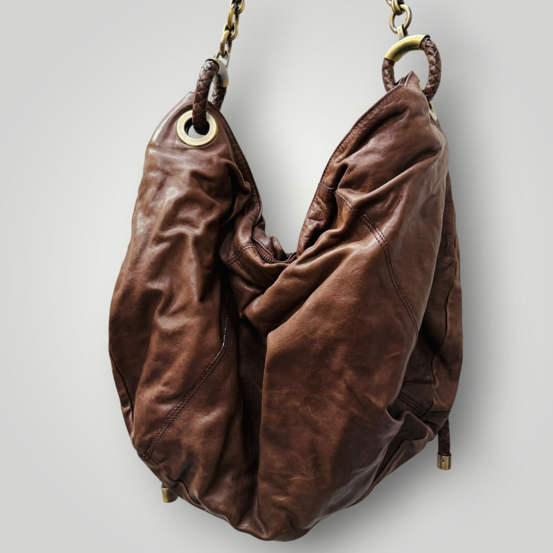 1990s vintage / BALLY / leather / slouchy hobo bag (3922255952694719476)