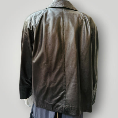 1990s nz vintage / BRIGID BROCK / black leather lambskin jacket / 12 (3922255957676784599)