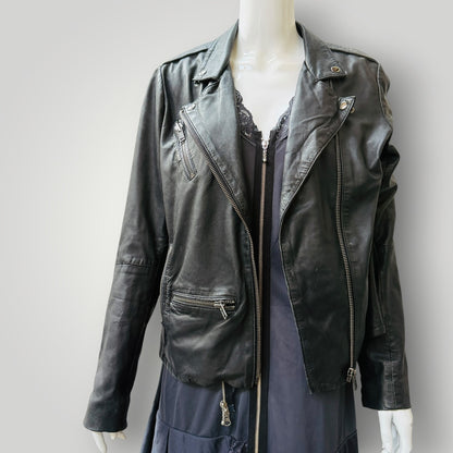 TOPSHOP / softest black leather biker jacket / 10 (3922255959420925106)