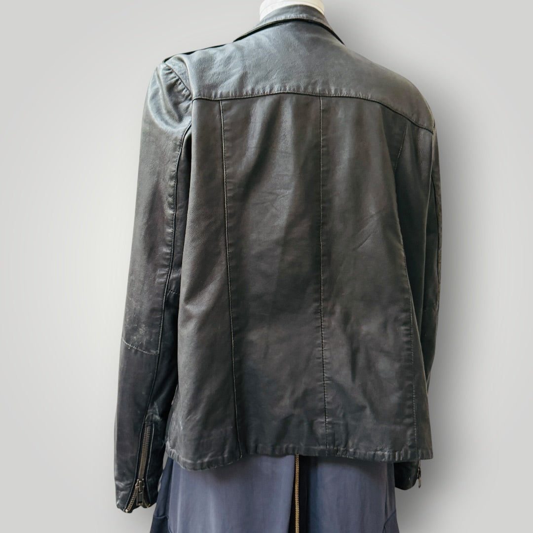 TOPSHOP / softest black leather biker jacket / 10 (3922255961421686970)