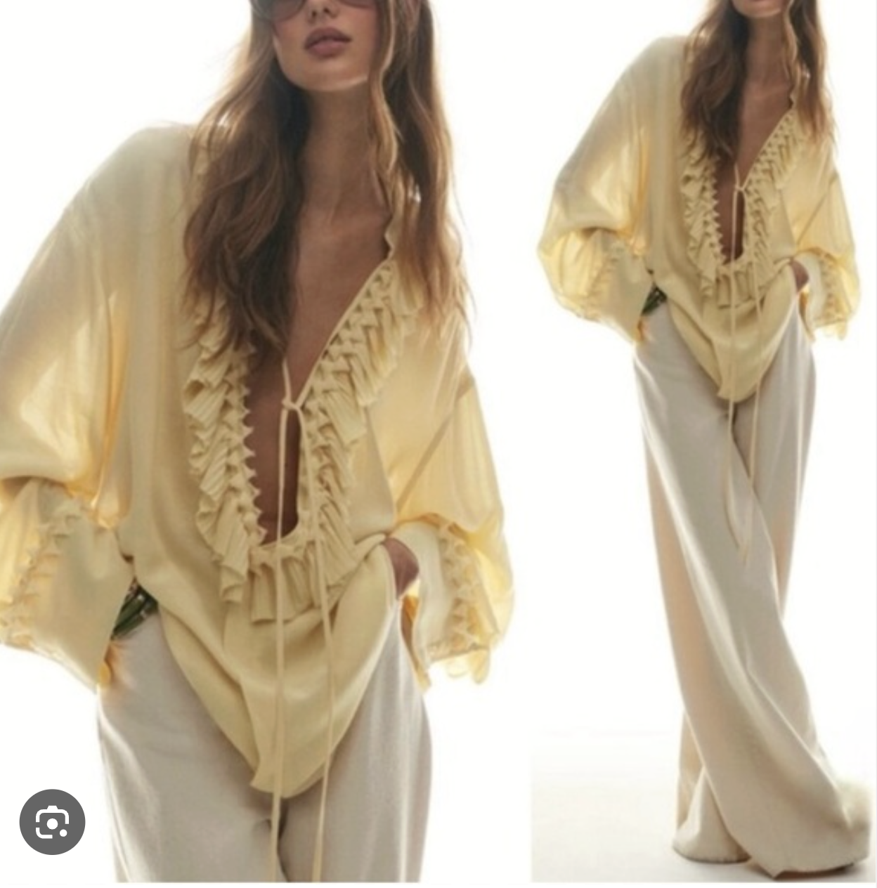 H&M / ruffled tunic / butter yellow / s / new with tags (3922540663941454476)