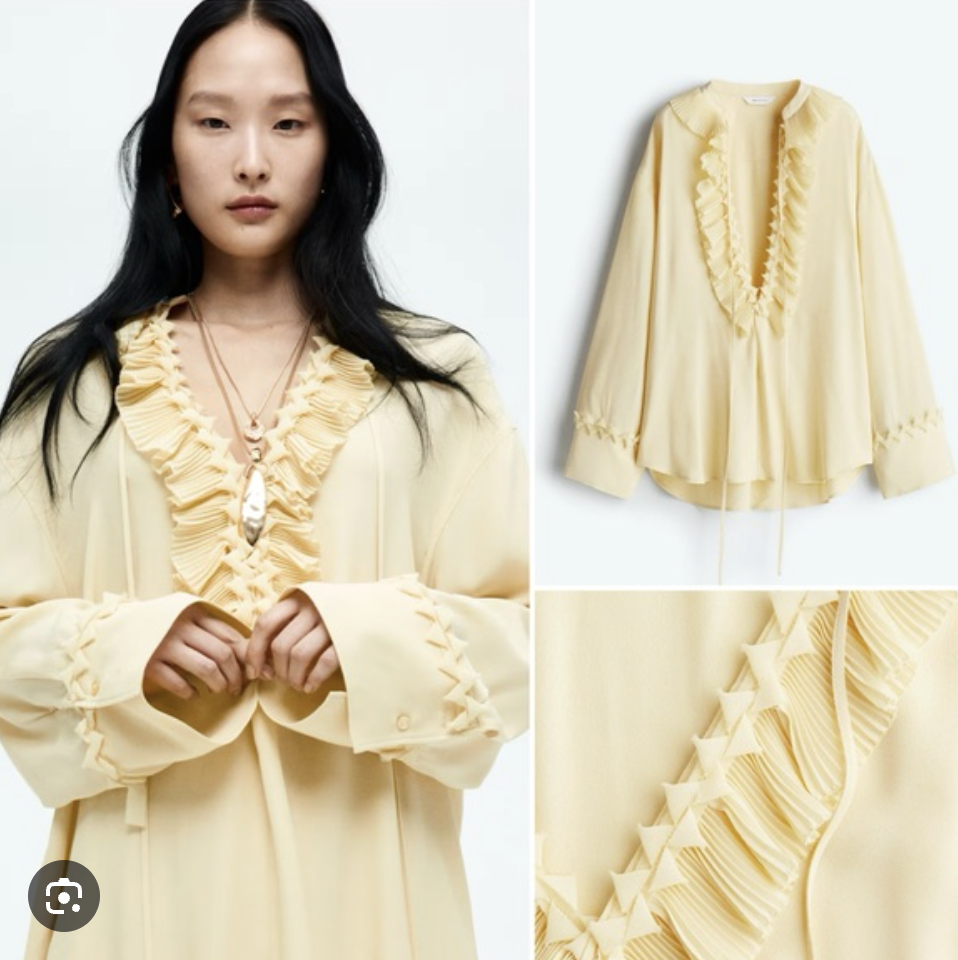 H&M / ruffled tunic / butter yellow / s / new with tags (3922540669893155469)
