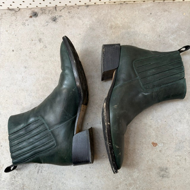 BEAU COOPS / green leather chelsea boots / 40 (3922603813254034730)