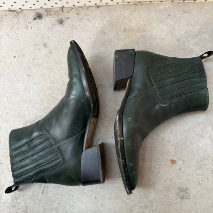 BEAU COOPS / green leather chelsea boots / 40 (3922603813254034730)