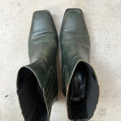 BEAU COOPS / green leather chelsea boots / 40 (3922603816511226558)