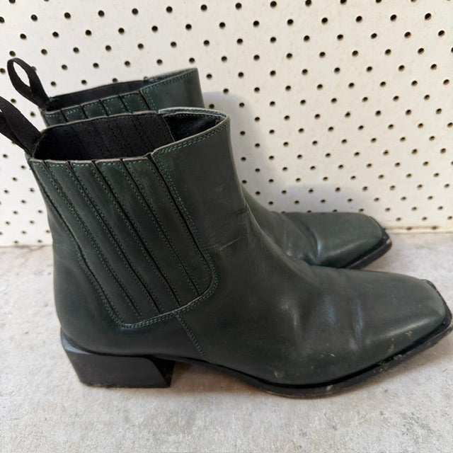 BEAU COOPS / green leather chelsea boots / 40 (3922603818202566069)