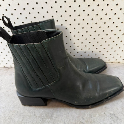 BEAU COOPS / green leather chelsea boots / 40 (3922603818202566069)