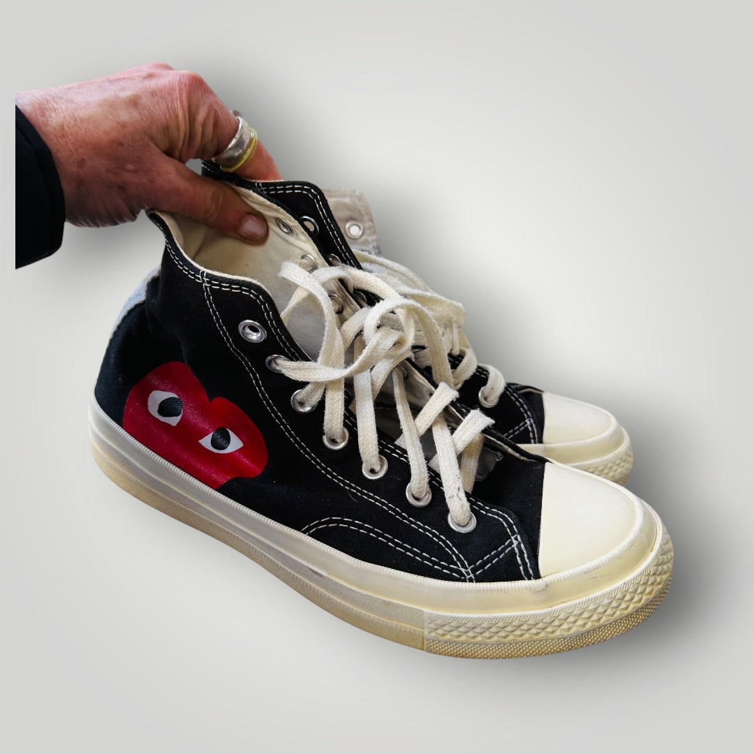 COMME DES GARCONS x CONVERSE / black high tops / 39 (3922604043253580908)