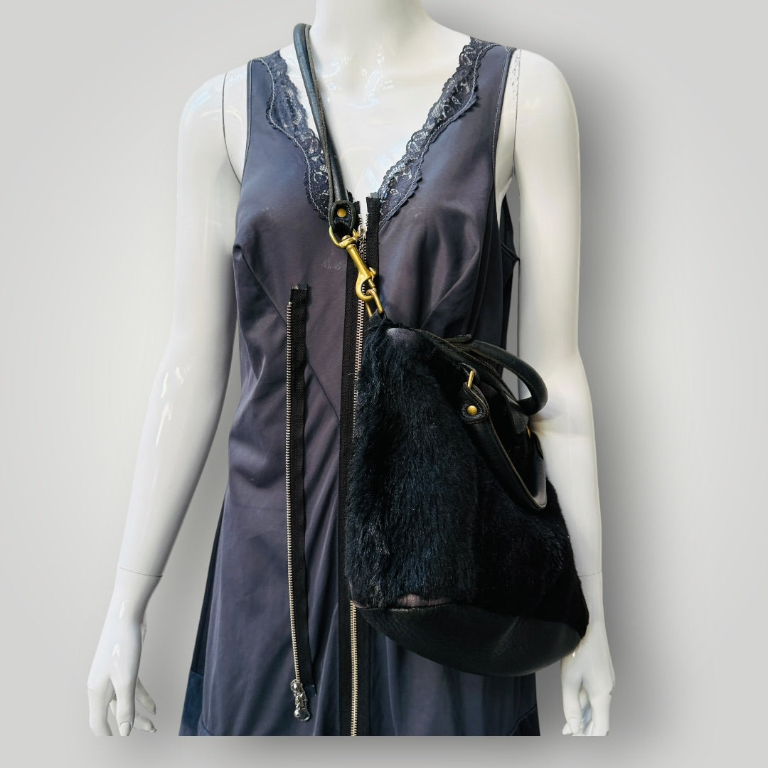 DEADLY PONIES / mr panther in fur / leather bag (3922604080225562767)