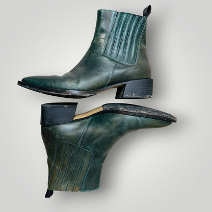 BEAU COOPS / green leather chelsea boots / 40 (3922604086453564017)