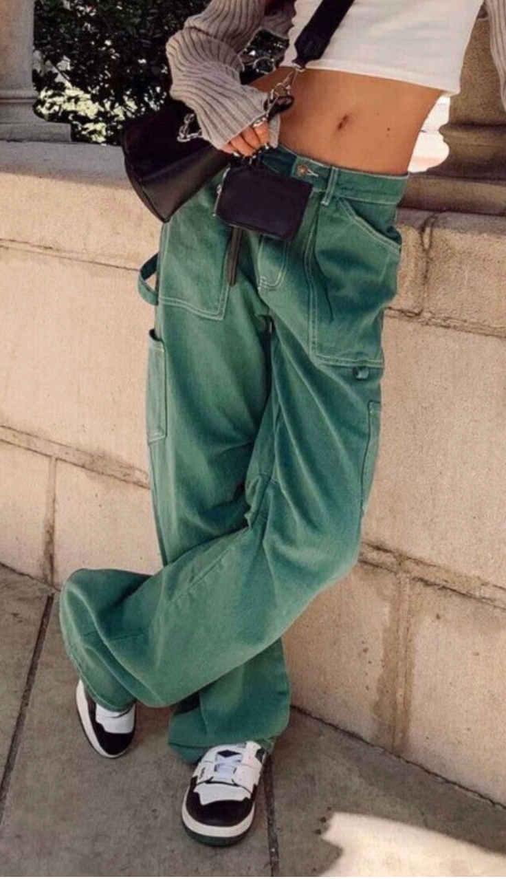 LIONESS / green / miami vice wide legged cargo pants / L (3922621573511597518)