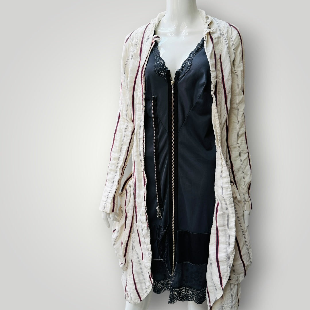 TRELISE COOPER / striped linen duster coat / s (3922772133458703714)
