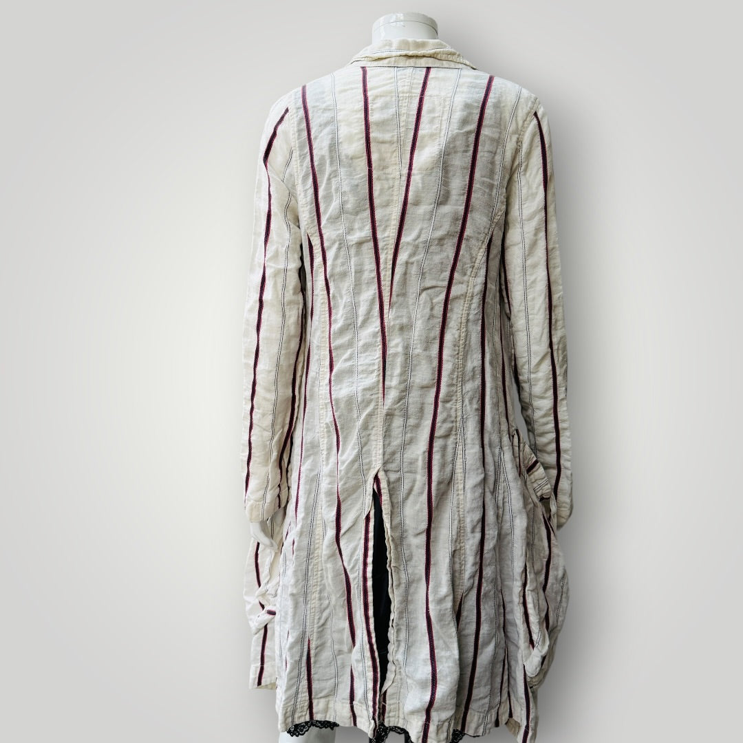 TRELISE COOPER / striped linen duster coat / s (3922772135717855107)