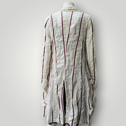 TRELISE COOPER / striped linen duster coat / s (3922772135717855107)