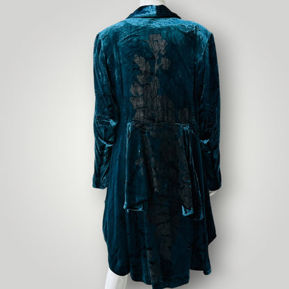 VELVET / teal crushed velvet coat / s/m (3922772144278986364)